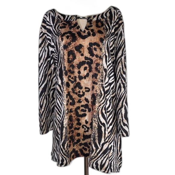 Hearts of Palm Wild Side Animal Print 3/4 Sleeve Tunic Size XL - Picture 4 of 9